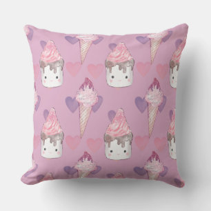 Kawaii Marshmallow & Ice Cream Pattern Cushion