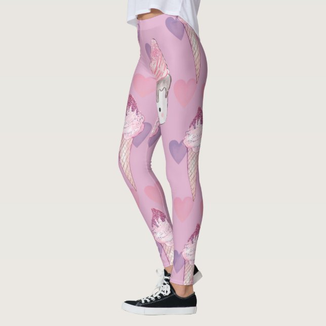 Kawaii Marshmallow & Ice Cream Pattern  Leggings (Left)
