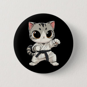 Kawaii Martial Arts Cat Karate Black Belt Funny 6 Cm Round Badge