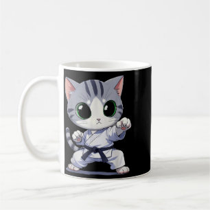 Kawaii Martial Arts Cat Karate Black Belt Funny Coffee Mug