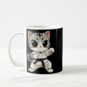 Kawaii Martial Arts Cat Karate Black Belt Funny Coffee Mug