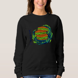 Kawaii Matcha Cream Pancakes Ocean Wave Art Sweatshirt