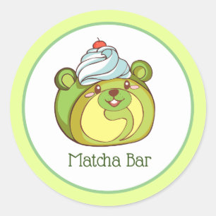 Kawaii Matcha Swiss Roll Bear  Cake Classic Round Sticker