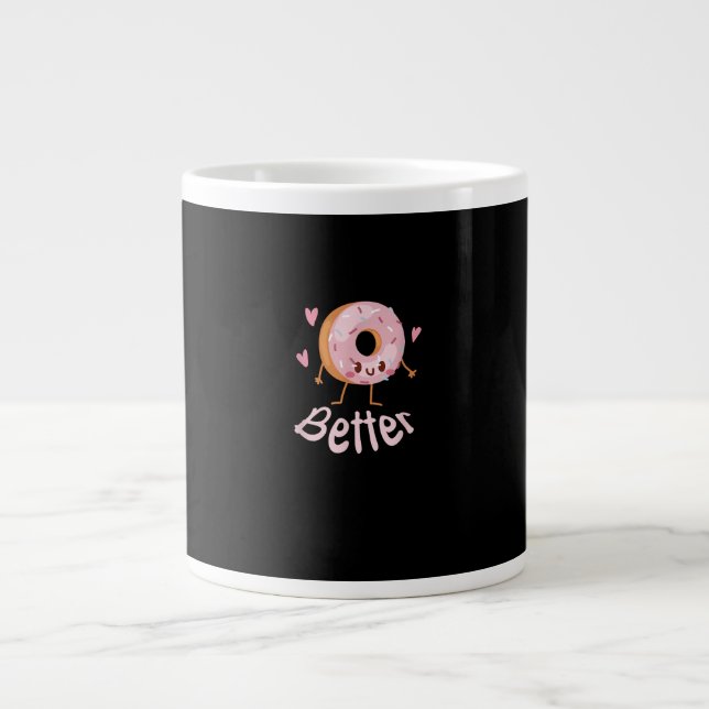 Kawaii Matching Couple Coffee And Donut Better Tog Large Coffee Mug (Front)