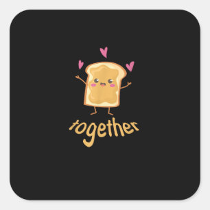 Kawaii Matching Couple Peanut Butter Jelly Better Square Sticker