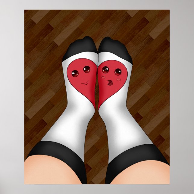 Kawaii Matching Socks Heart Poster (Front)