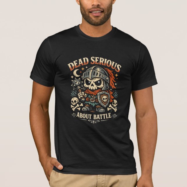Kawaii Mediaeval Skeleton Knight Warrior T-Shirt (Front)
