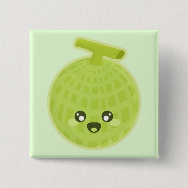 Kawaii Melon 15 Cm Square Badge (Front)