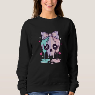 Kawaii Melting Skull with Bow Cute Goth Cartoon Ki Sweatshirt