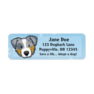 Kawaii Merle Australian Shepherd Return Address Label
