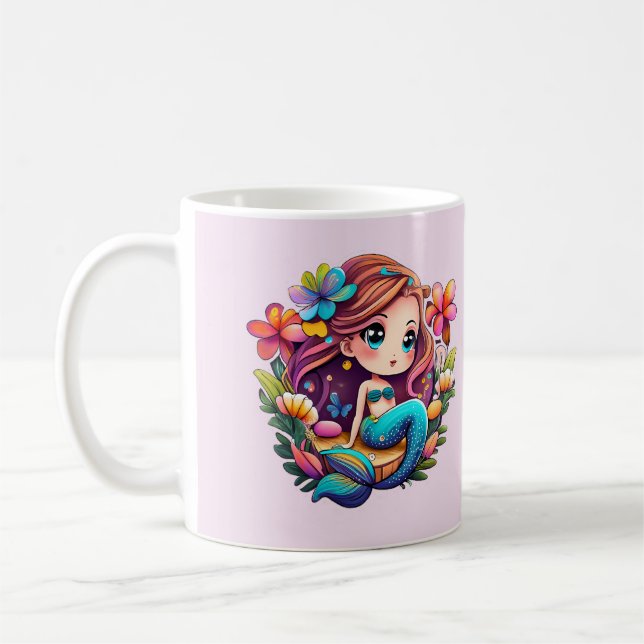 Kawaii Mermaid  Coffee Mug (Left)