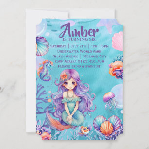 Kawaii Mermaid Party Invitation