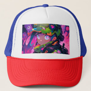Kawaii Military Hunter Camouflage Heart Eyes Anime Trucker Hat