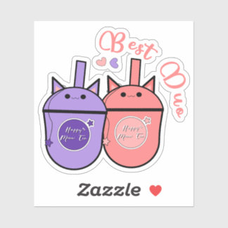 Kawaii Milk Tea Cup Vinyl Sticker | Best Duo