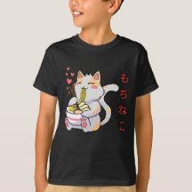  Kawaii Mochi Neko Cat Eating Sushi T-Shirt