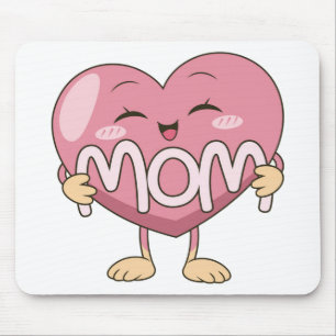 Kawaii Mom Heart Hug Design Mouse Pad
