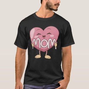 Kawaii Mom Heart Hug Design T-Shirt