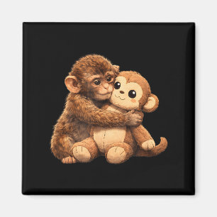 Kawaii Monkey Lover Cute Baby Monkey Punch Hugging Magnet