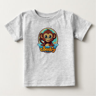 Kawaii Monkey Splash Retro Logo Baby T-Shirt
