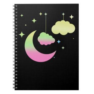 Kawaii Moon and Clouds Pastel Goth Art Notebook