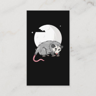 Kawaii Moon and Cute Opossum Business Card