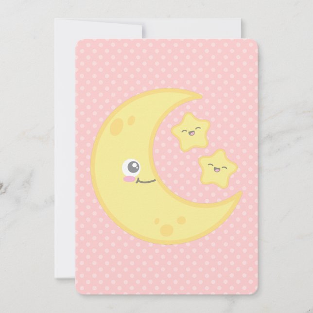Kawaii Moon and Stars Baby Shower Invitations (Front)