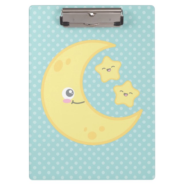 Kawaii Moon and Stars Clip Board (Front)