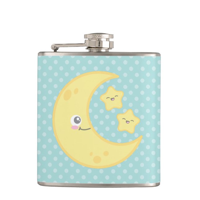Kawaii Moon and Stars Flask (Front)