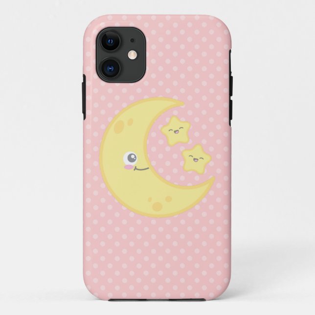 Kawaii Moon and Stars iPhone Case (Back)