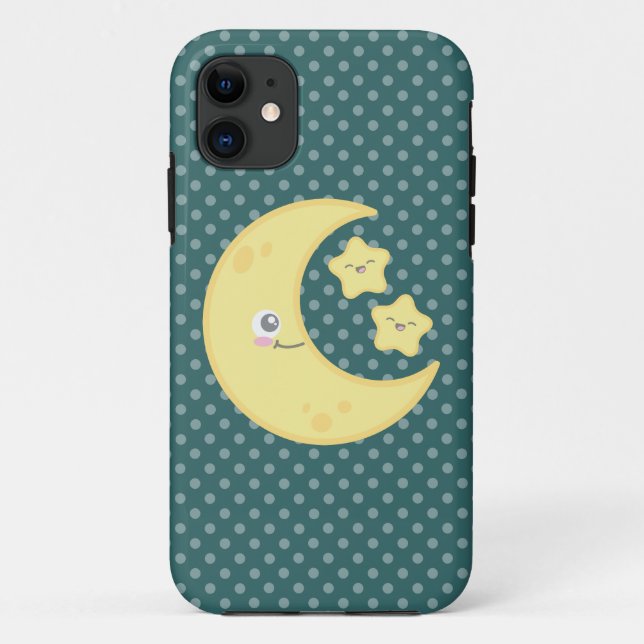 Kawaii Moon and Stars iPhone Case (Back)