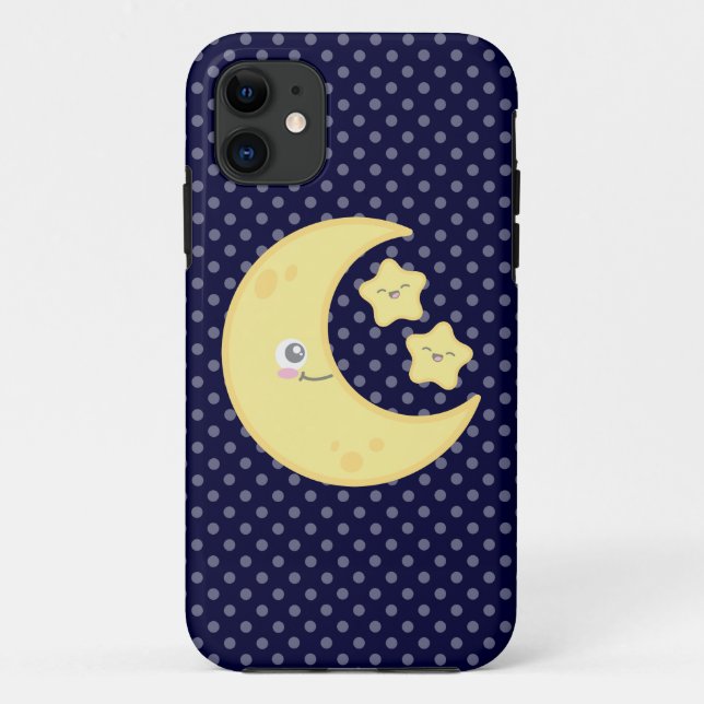 Kawaii Moon and Stars iPhone Case (Back)