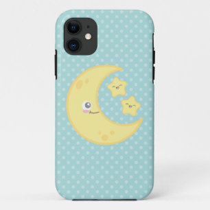 Kawaii Moon and Stars iPhone Case