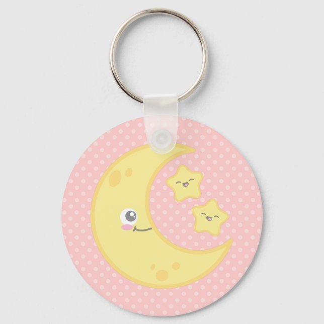 Kawaii Moon and Stars Keychain (Front)