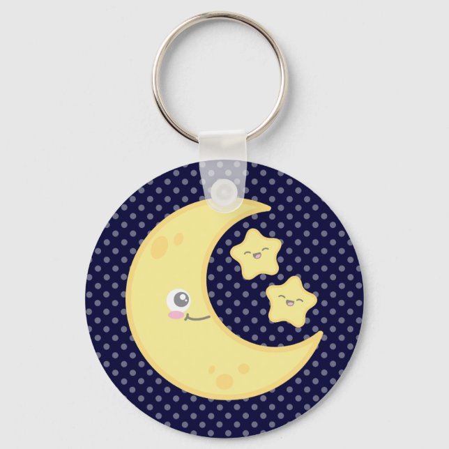 Kawaii Moon and Stars Keychain (Front)