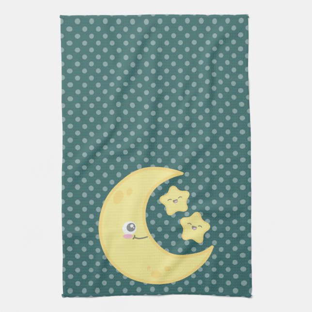 Kawaii Moon and Stars Kitchen Towel (Vertical)