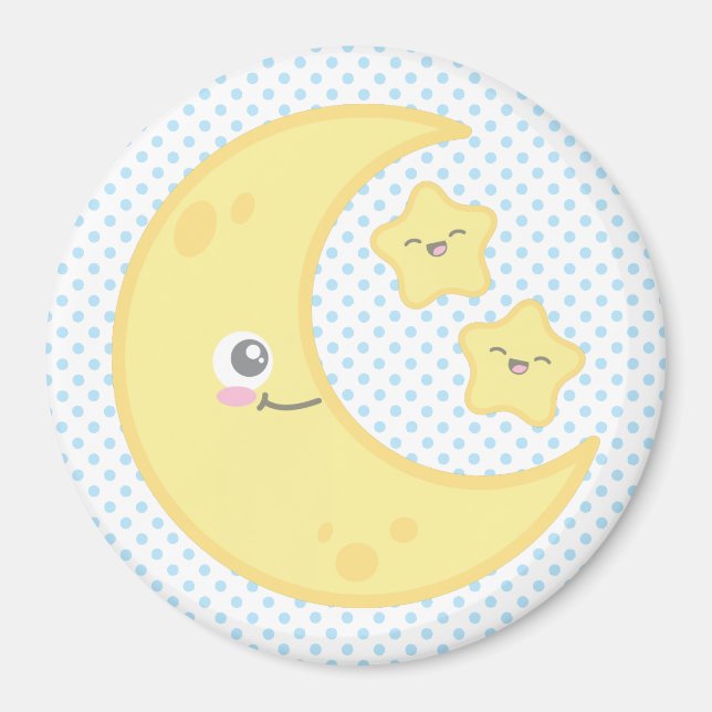 Kawaii Moon and Stars Magnet (Front)
