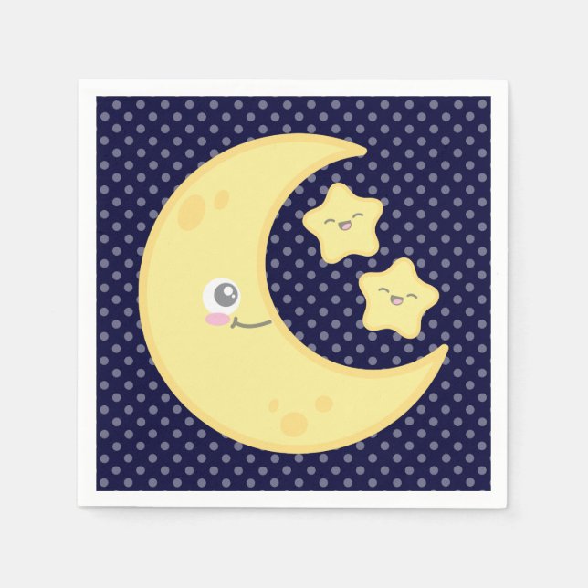 Kawaii Moon and Stars Napkins (Front)