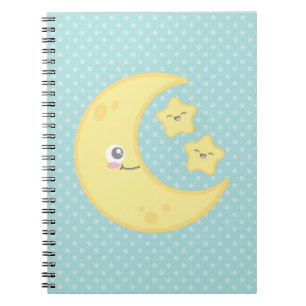 Kawaii Moon and Stars Notebook