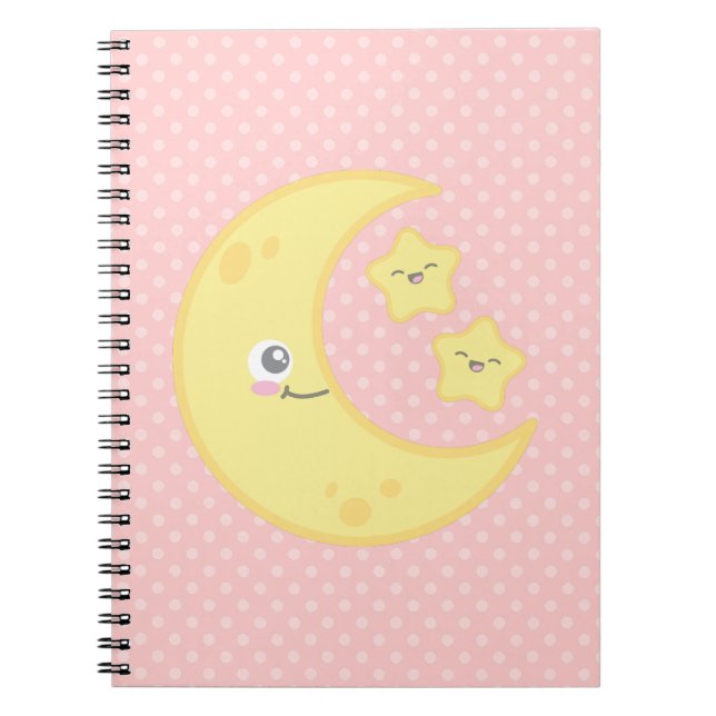 Kawaii Moon and Stars Notebook (Front)
