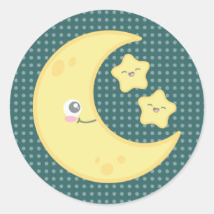 Kawaii Moon and Stars Stickers