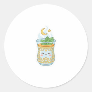 Kawaii Moroccan Mint Tea Glass. Classic Round Sticker