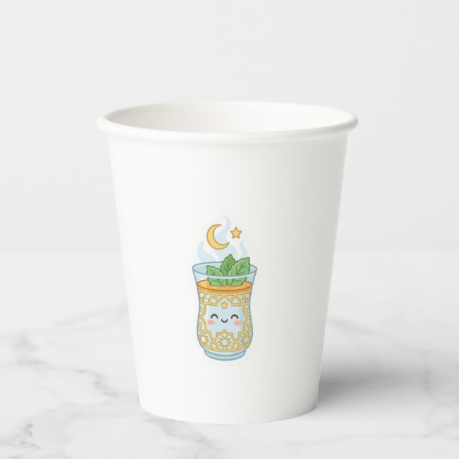 Kawaii Moroccan Mint Tea Glass. Paper Cups (Front)