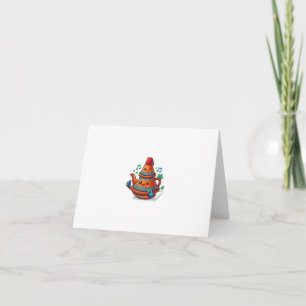 Kawaii Moroccan Teapot - Cute Berred Stick Thank You Card