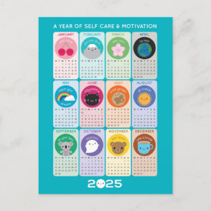 Kawaii Motivation & Self Care 2025 Calendar Postcard
