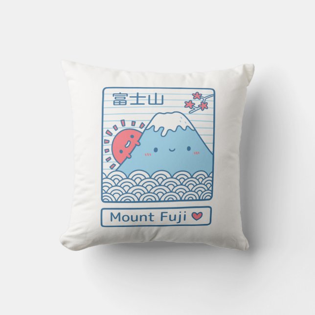 Kawaii Mount Fuji Japan Doodle Room Decor Cushion (Front)