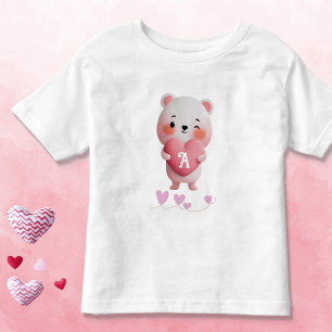 Kawaii Mouse with Monogram Hearts Toddler T-Shirt