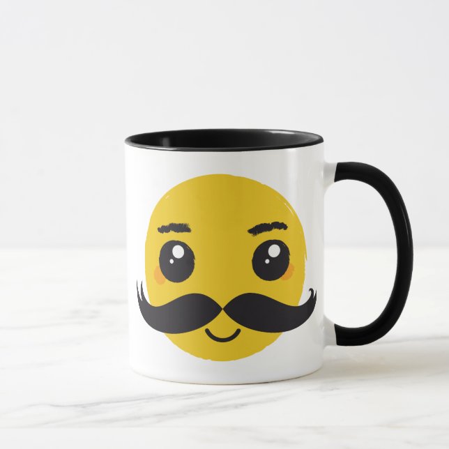 Kawaii Moustache Smiling Mug (Right)