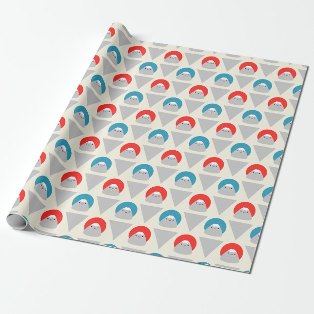 Kawaii Mt Fuji Dots Wrapping Paper (Unrolled)
