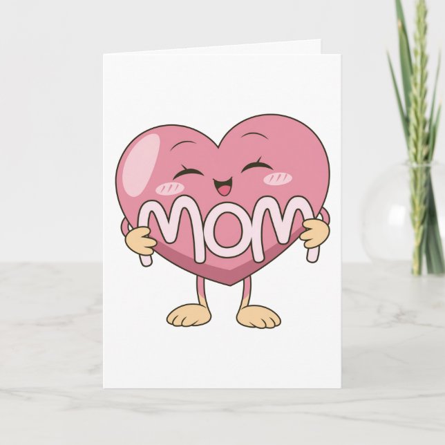 Kawaii Mum Heart Hug Design Card (Front)