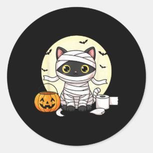 Kawaii Mummy Cat Halloween Black Cat Trick Or Classic Round Sticker